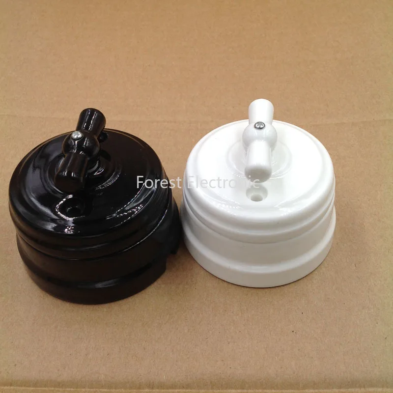 

EU Plug 110-250V High Quality Wall Light Electrical Installation Ceramic Knob Switch for Home Decor
