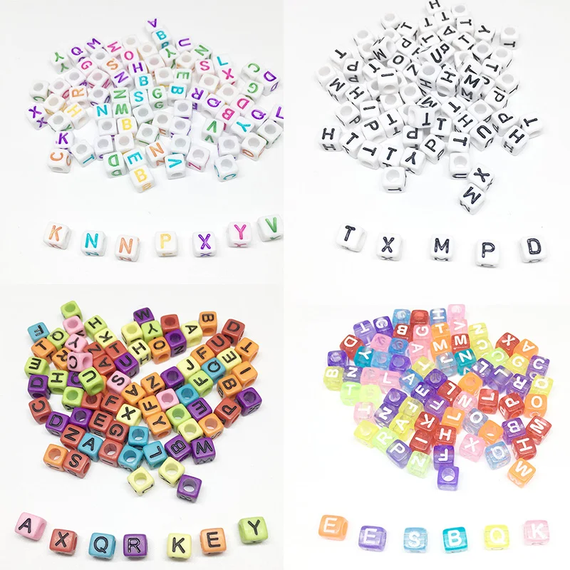 

500pcs/lot Random Alphabet Letter Beads 6*6mm Cube Loose Spacer Beads For Bracelet Jewelry Making DIY Accessories