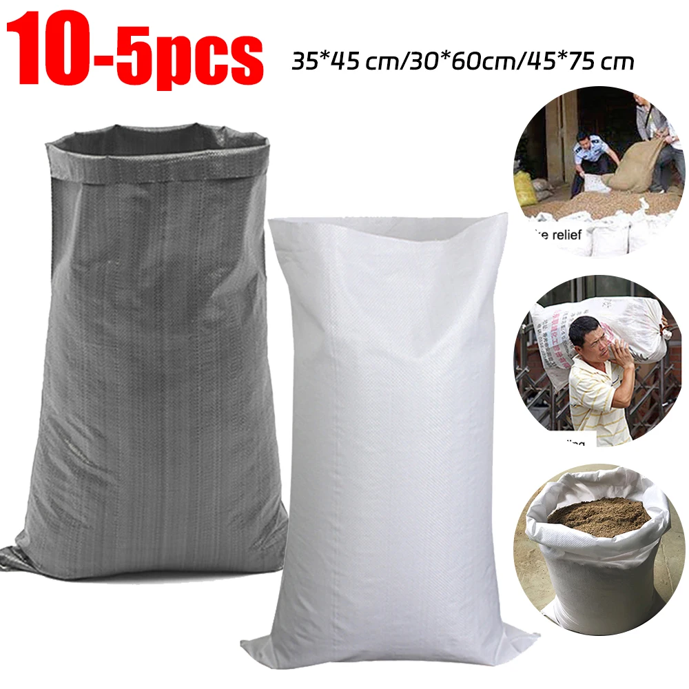 5-10pcs Flood Control Sandbag 35x45/30x60/45x75cm High-Capacity Rescue Storage Bag Reusable Polypropylene Plastic Sandbags