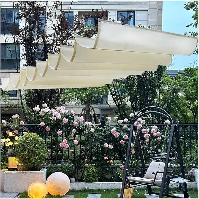 2.5x3m~3x6m waterproof retractable wave awning home garden pavilion flower stand rainproof sliding sunshade net