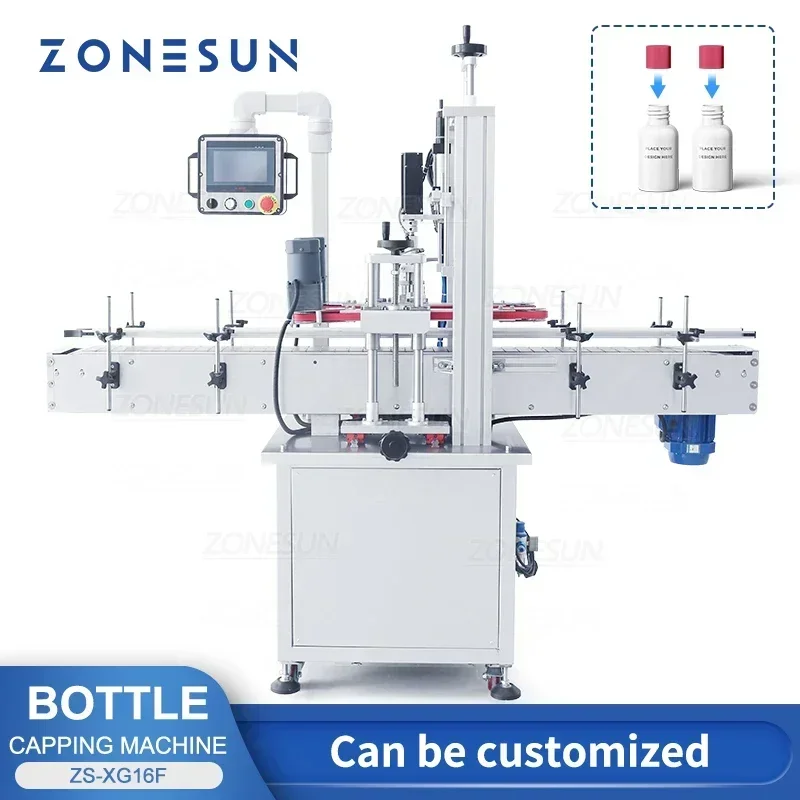 ZONESUN ZS-XG16F Tappatore automatico per bottiglie in plastica, vetro, bevande, cosmetici, tappo per bottiglia, attrezzatura per avvitare, tappatrice
