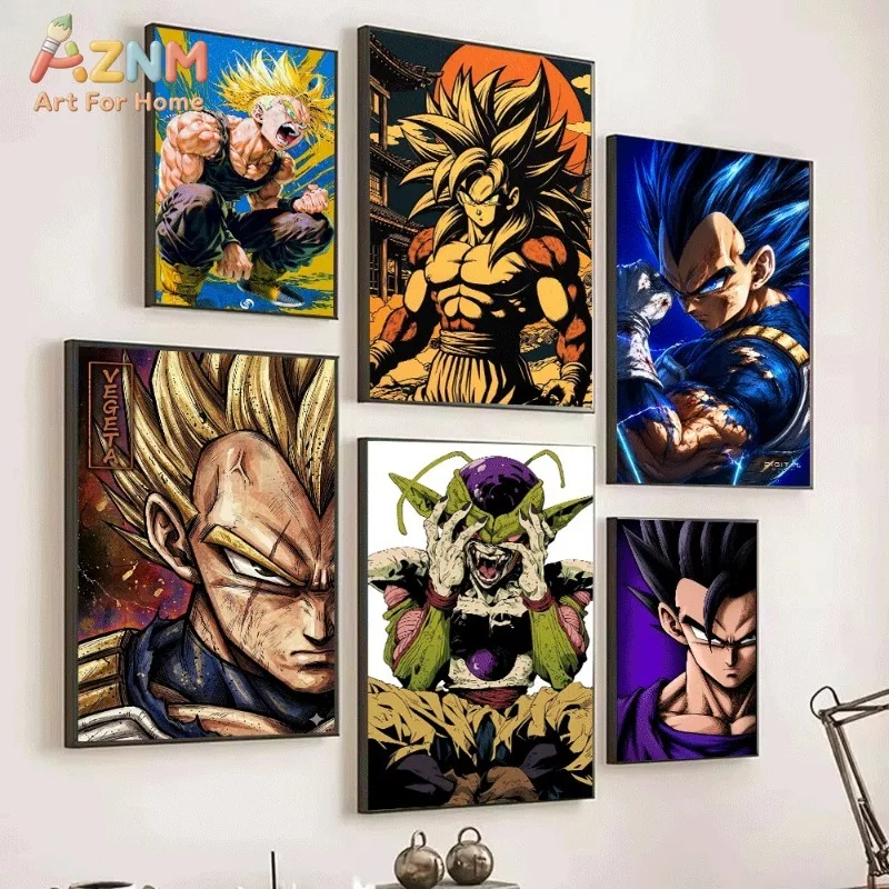 Dragon Ball Trunks Super Saiyan Canvas Wall Art Anime Character Print Collage For Teen Boys Bedroom Gaming Dorm Wall or Unframed