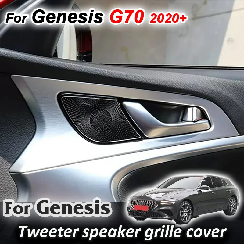 

For Genesis G70 I 2021 2022 2024 2025 2026 Car Door tweeter Metal decorative cover horn protective farme accessories interior