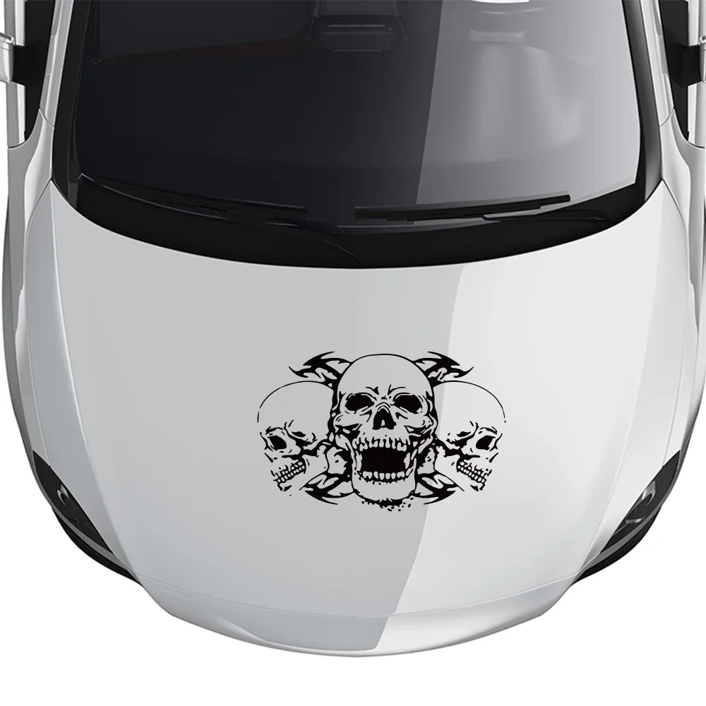 

Creative Three Skull Totem Car Head Hood Stickers Auto Door Body Halloween Skull Styling Personalized Decals Tuning Accessories