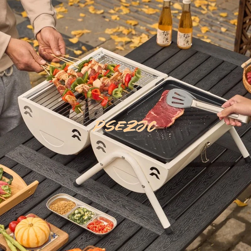 Home Portable Double-sided Dual Purpose Charcoal Barbecue Rack Outdoor Camping Chimney Barbecue Stove