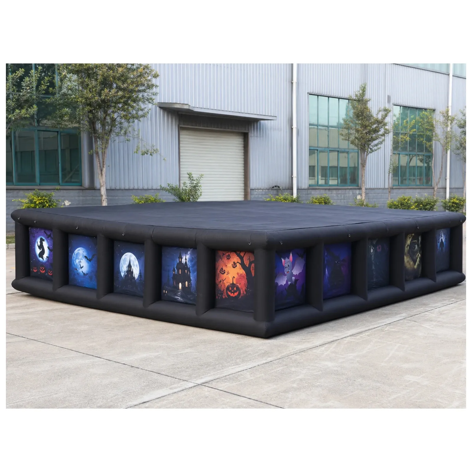 Large Black Halloween Low Wall Removable Cover Inflatable Maze 8X8m 26X26ft with Blower Sports Challenge Commercial Party Events