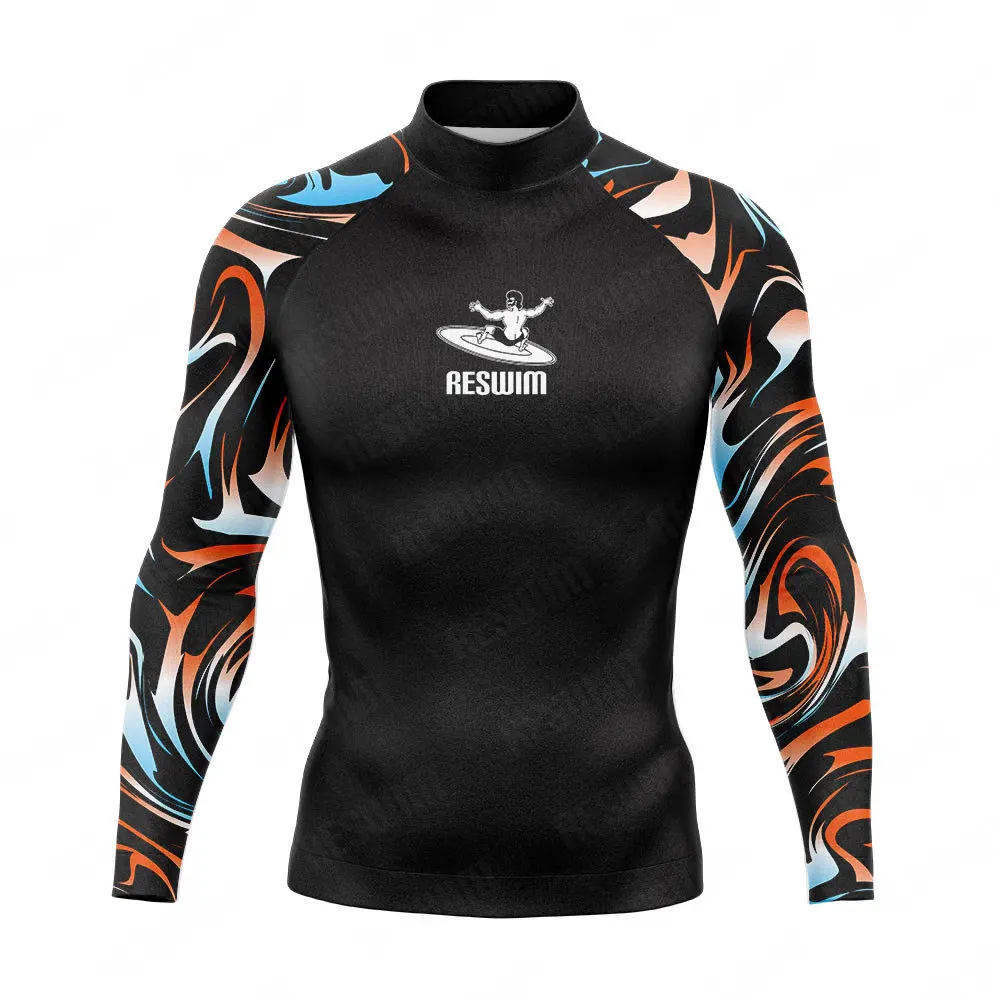 New Mens Swimsuit Rash Guard Long Sleeve Surfing Shirt UPF 50 Swimwear All Time T-Shirt Sports GYM Surf Diving Clothes Rashguard