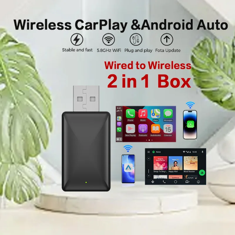 

Universal Wired To Wireless Android Auto CarPlay Adapter tv box Car Streaming Box Plug and Play Car Accessories AI Box