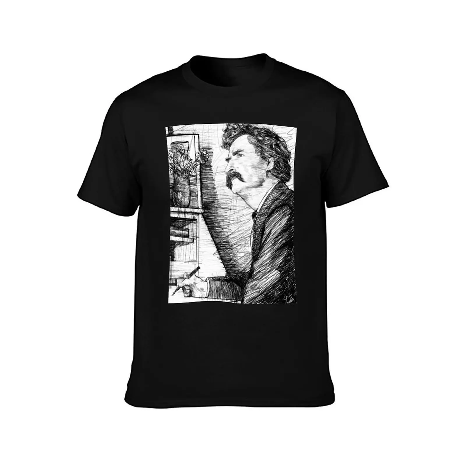 MARK TWAIN pencil portrait .1 T-Shirt boys animal print shirts graphic shirts men