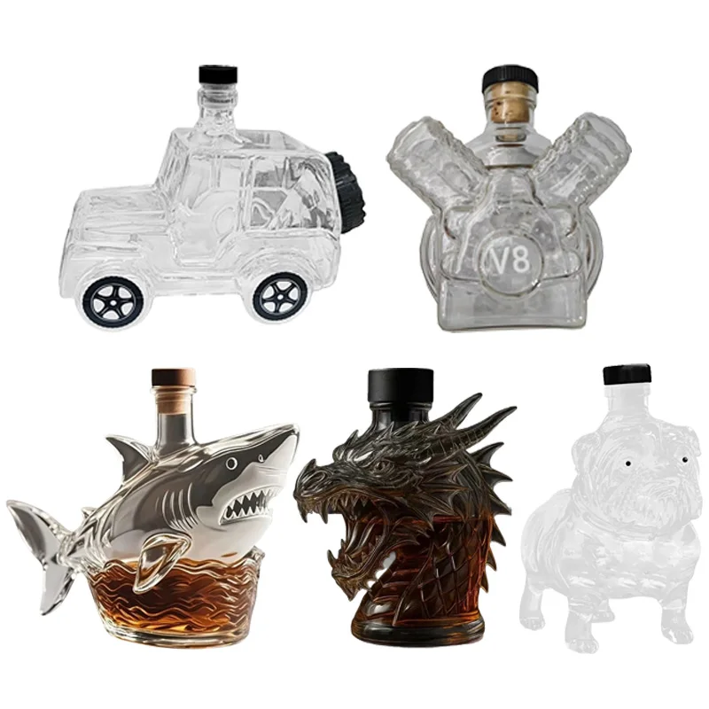 Motor Dragon Head Whiskey Whiskey Flasche Glas Whiskey Dekanter Flasche Exquisite Eagle Likör Flasche Home Decor für Urlaub