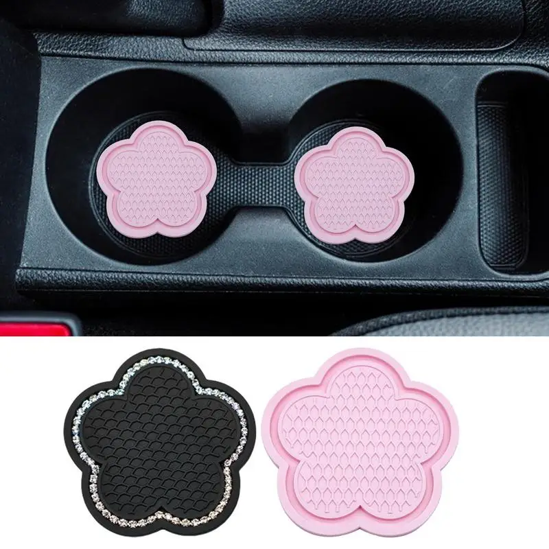 Car Dashboard Non Slip Mat Flexible Bottle Holder Pads 2-Piece Set Dustproof Car Coasters Automotive Cup Holders For Family