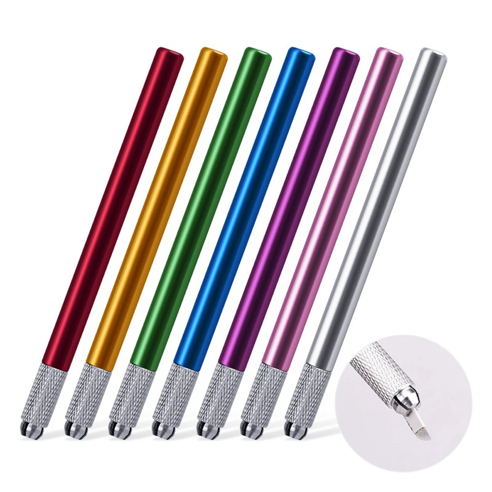 Microblading Manual Tattoo Pen Kit with U18pin Blades and Tattoo Practice Skin for Eyebrow Tattoo Permanent Makeup