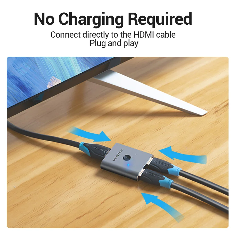 4K HDMI Switch 2 Ports Bi-directional 1x2 / 2x1 HDMI Switcher Splitter Supports Ultra HD 4K 1080P 3D HDR HDCP for PS4 Xbox HDTV