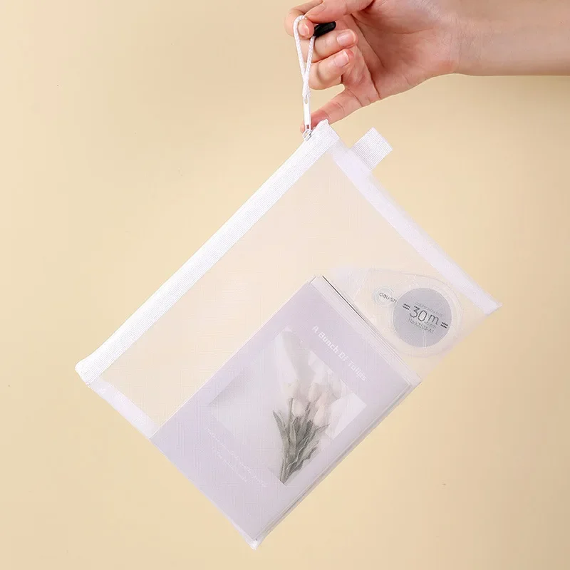 10pcs A4/A5/A6 Mesh Zipper Pouch Document Bag Waterproof Zip File Folders School Office Supplies Pencil Case CosmeticMakeup Bags view 6