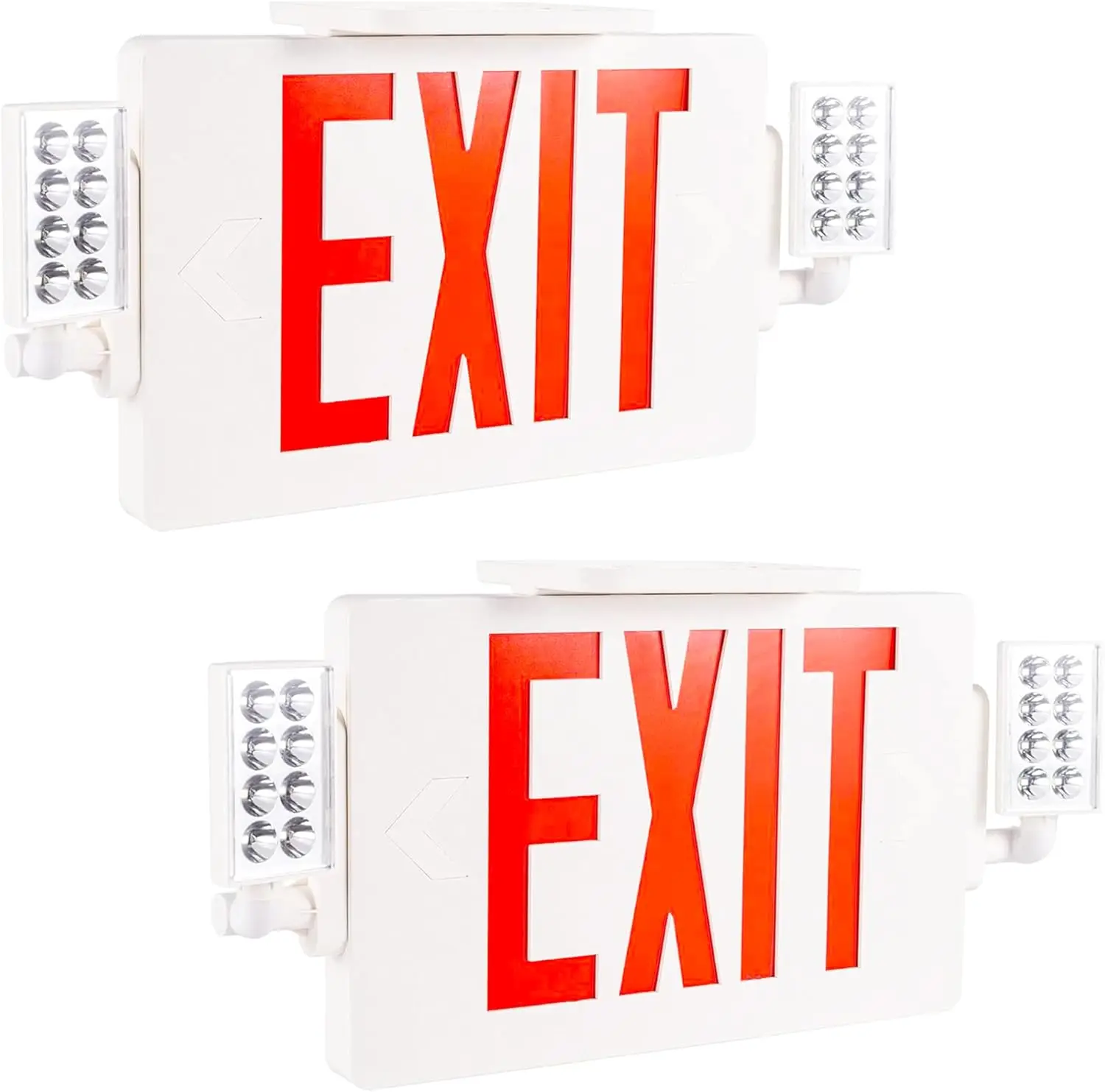 

LED Emergency Exit Sign with 2 Adjustable Heads, Double Face, UL 924, 120-277V, 2-Pack