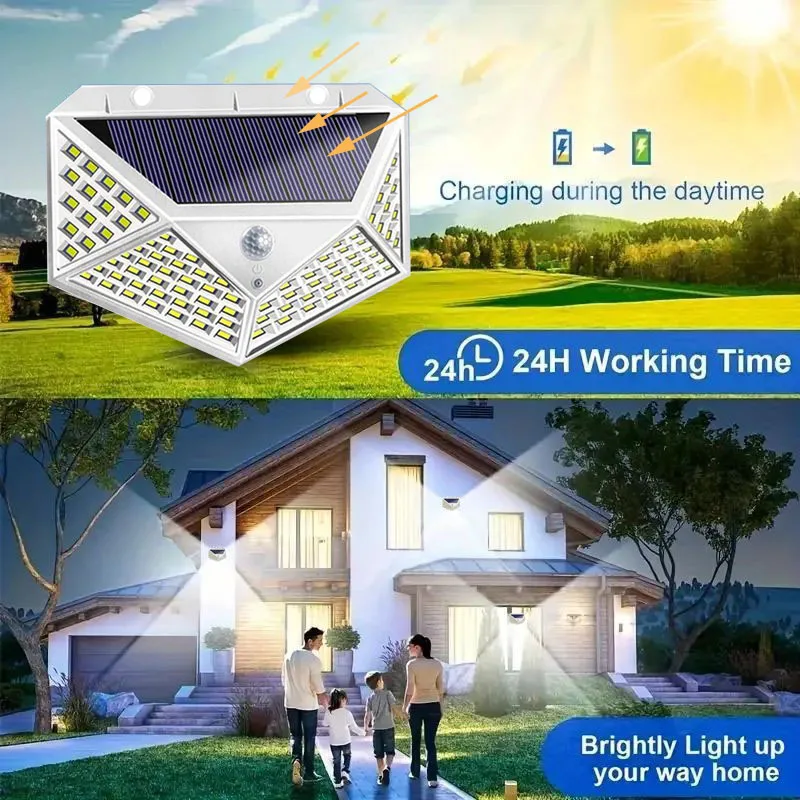 Imagem -04 - Solar Powered Pátio Wall Lights Impermeável Led Street Lights Corpo Humano Sensing Household Garden Economia de Energia