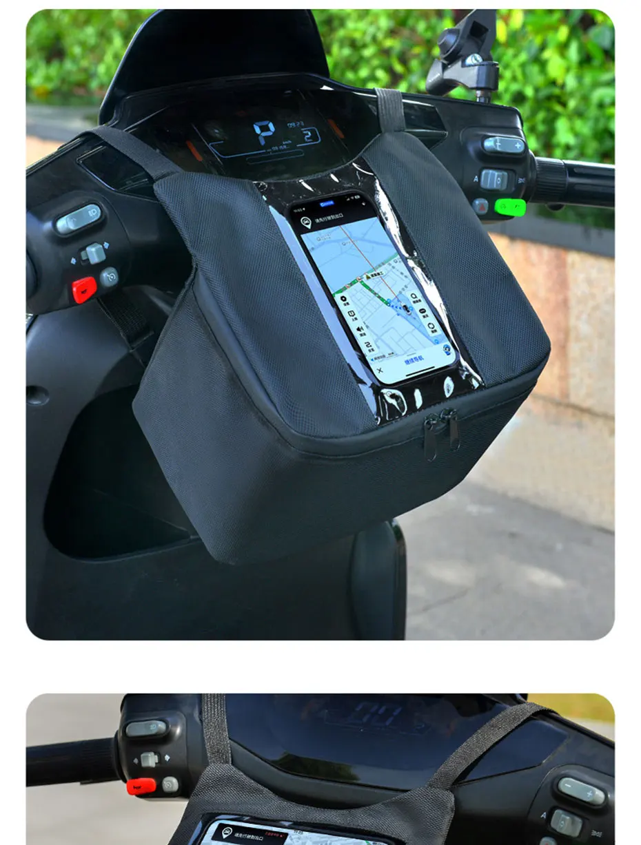 Motorcycle Front Dash Bag Hanging Touch Screen Phone GPS Pouch Waterproof Handlebar Mount Storage for Tank Alternative