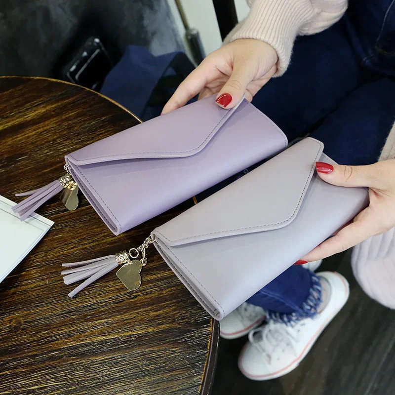 2025 Fashion Women Wallets Zipper Purses Black Light Gray Red Long Section Clutch Wallet Soft PU Leather Money Bag