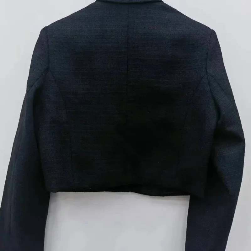 

Women Black Coat Notched Single Breasted Long Sleeve Elegant Autumn Winter Jacket