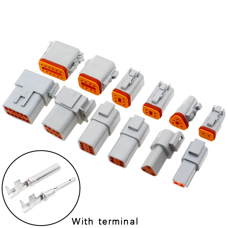 1set Deutsch DT connector DT06-2S/DT04-2P 2P 3P 4P 6P 8P 12P waterproof electrical connector for car motor with pins 22-16AWG