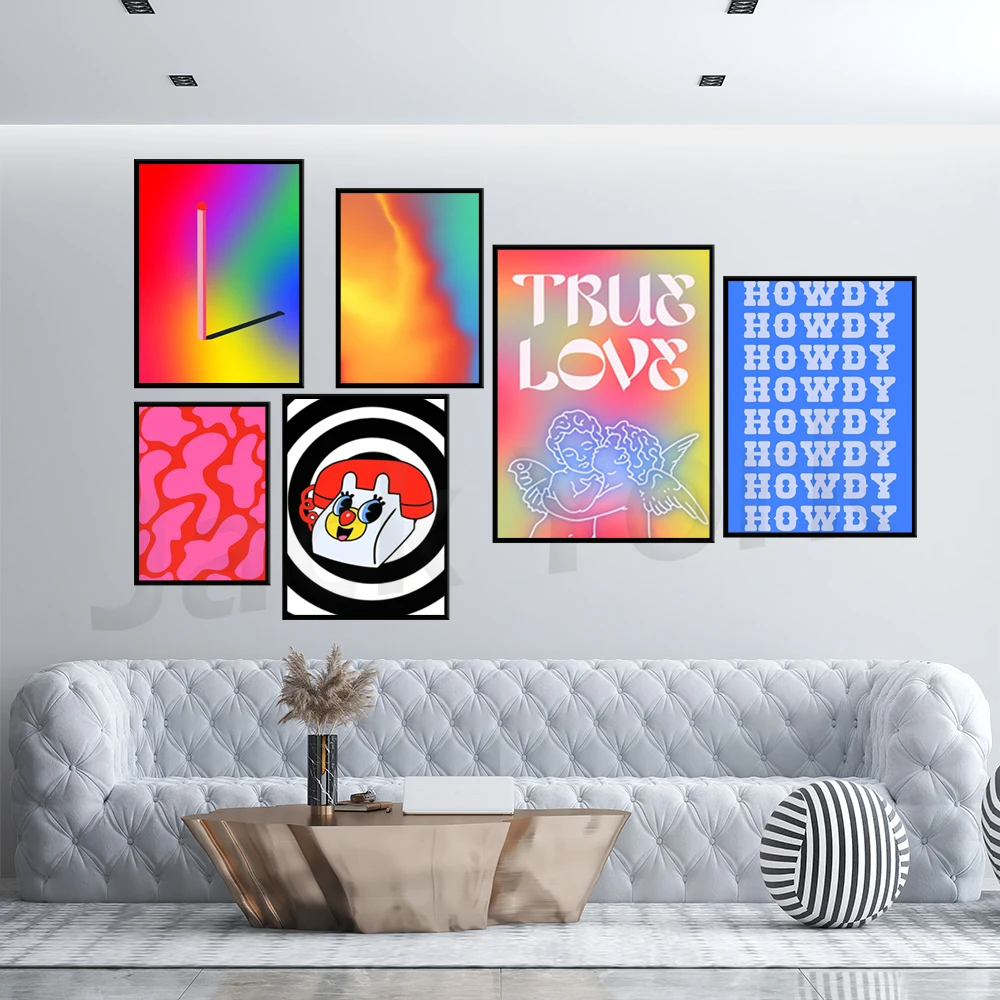 Rainbow Gradient Match Art Print Eccentric Colorful Wall Decor Poser Vibrent Maximalist Minimalist Room Decor