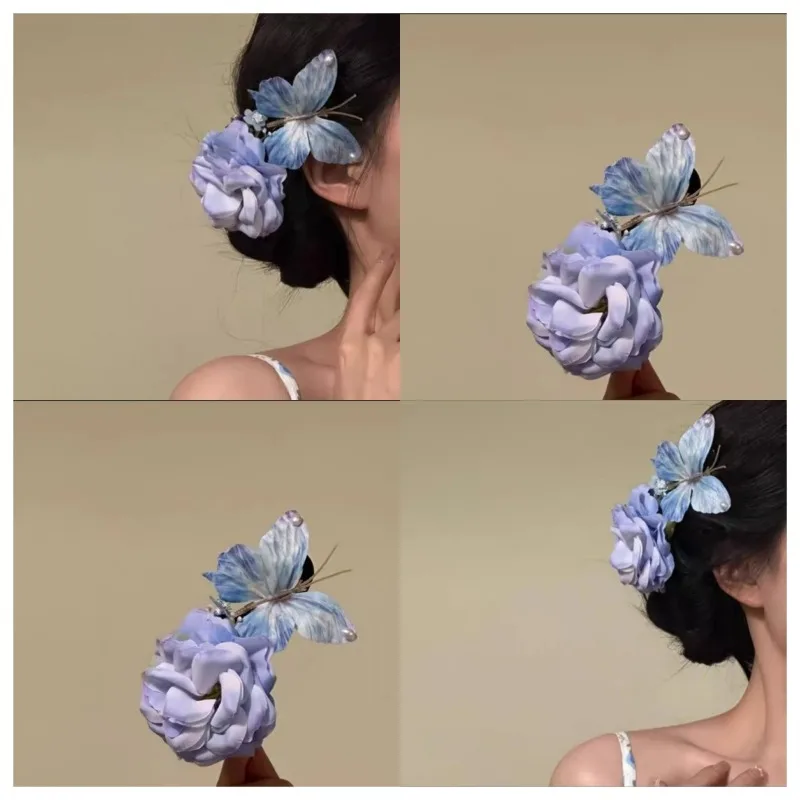 

Butterfly love flower atmosphere three-dimensional butterfly hairpin female Mori flowerclip fresh and sweet niche hairaccessorie