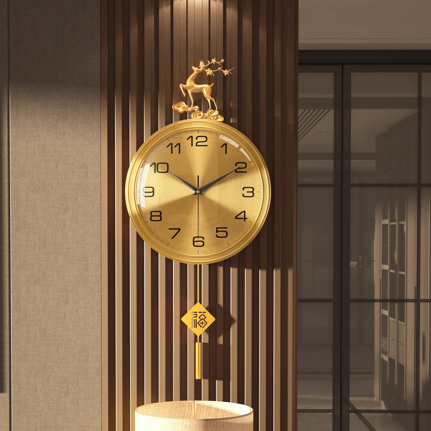 Douyin Xiaohongshu popular gourd living room home creative new Chinese light luxury clock quartz clock wall