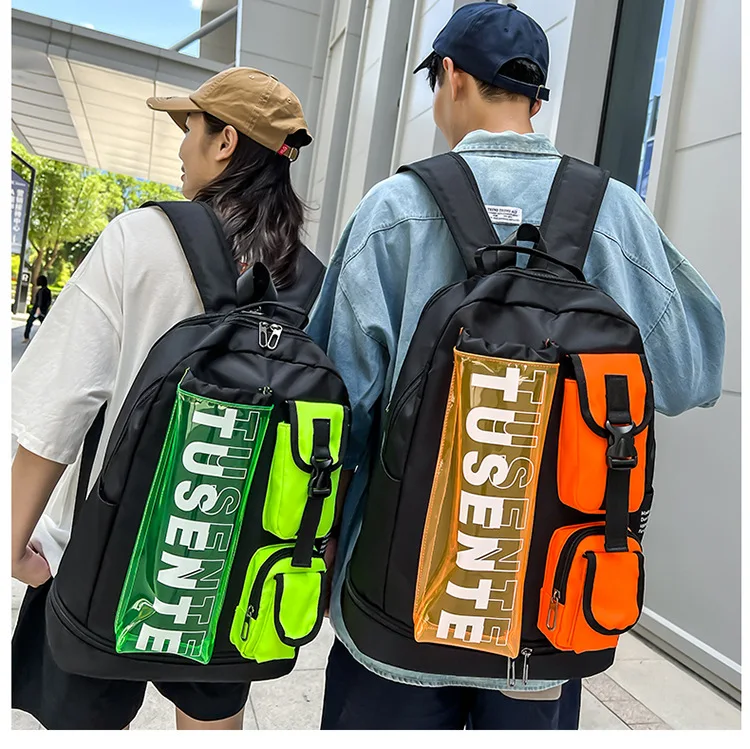 

Collision color patchwork waterproof Oxford badminton training bag backpack men's sports backpack women's tennis bucket bag