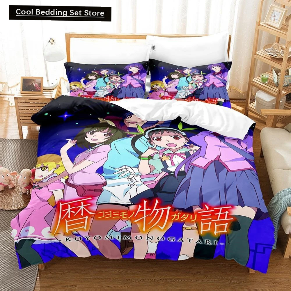 Fashion 3D Print Anime Monogatari Series Bedding Set Single Twin Full Queen King Size Bed Set Adult Kid Bedroom Duvet cover Sets