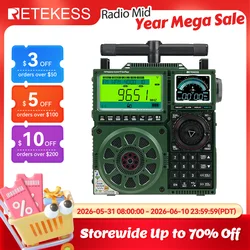 RETEKESS TR113 Portable Radio Flagship Fever Receiver Full Band Ham Radio Amateur Shortwave Antenna Bluetooth Radios VHF UHF SSB