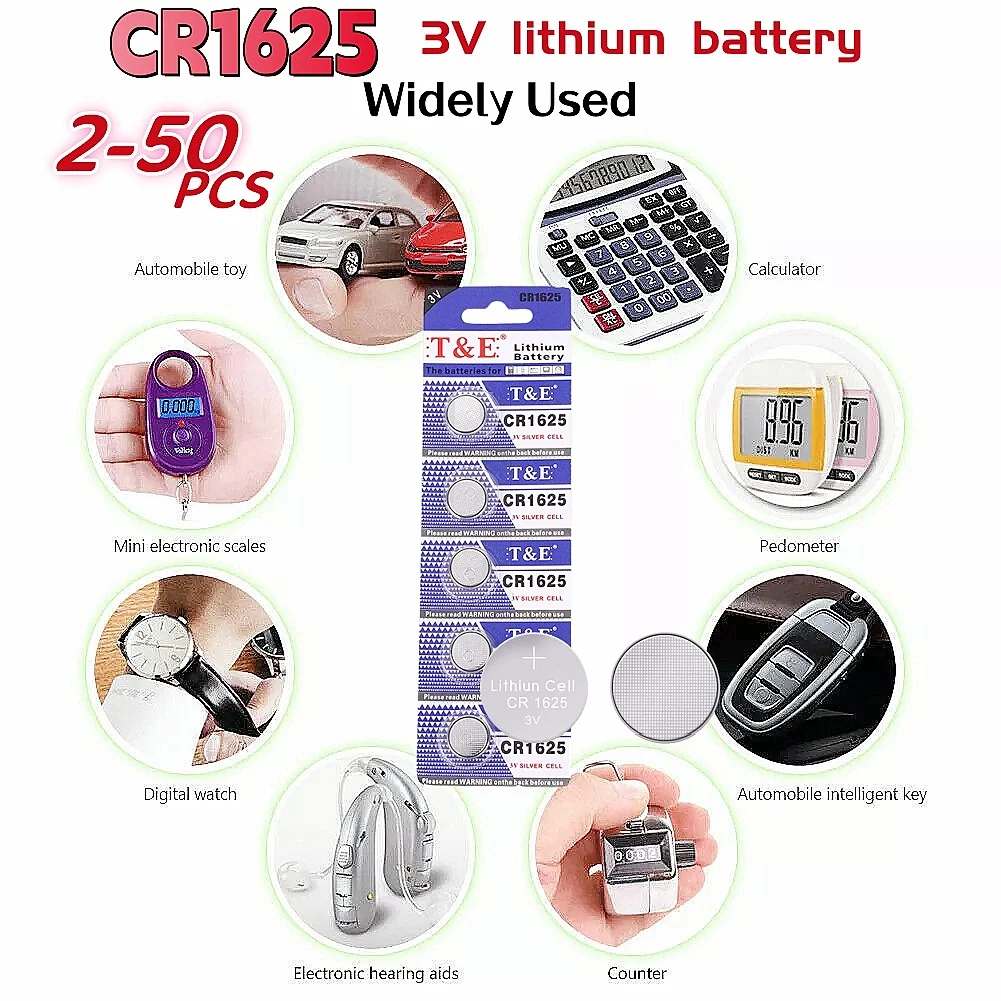 

2-50PCS CR1625 battery Button Coin Cells 90mAh CR 1625 DL1625 BR1625 LM1625 ECR1625 3V Lithium Batteries For Watch Remote Key