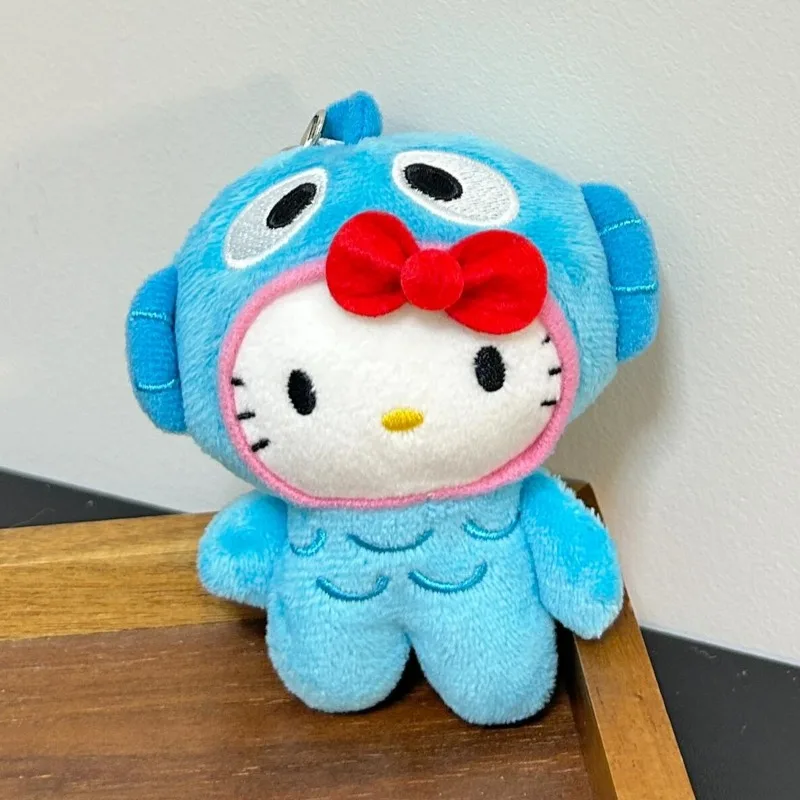 

New Sanrio Hello Kitty Ugly Fish Hangyodon Cosplay Plush Toy Keychain Kawaii Girly Backpack Pendant Cute Stuffed Decoration Gift