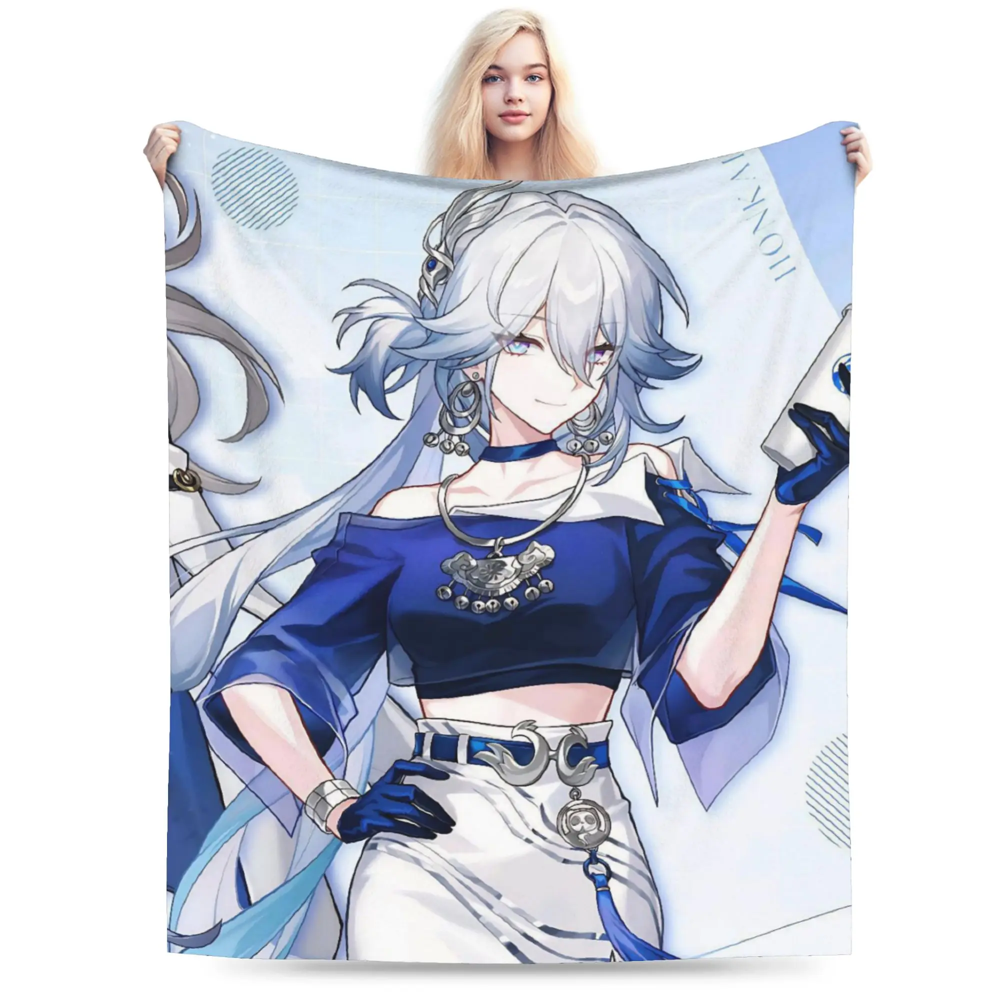 Honkai Star Rail Throw Blanket for Couch  Fuzzy Soft Plush Blanket 50x60 Inch Multi-size Bedspreads for All Seasons