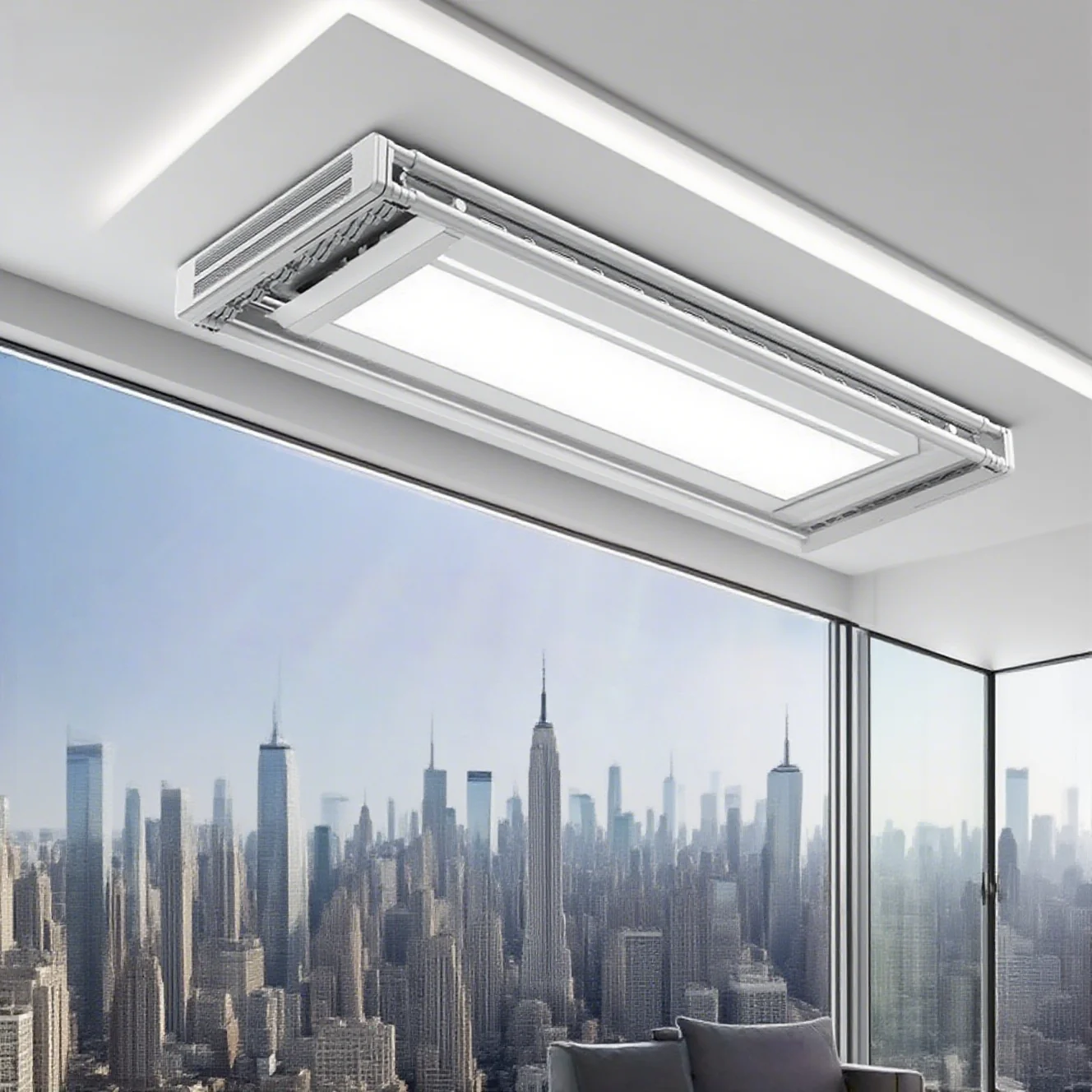 Elektryczny suszarka na pranie na balkon, sterowana głosem, zdalnie sterowana, podnoszona, automatyczna, inteligentna, ultracienka, teleskopowa suszarka na pranie.