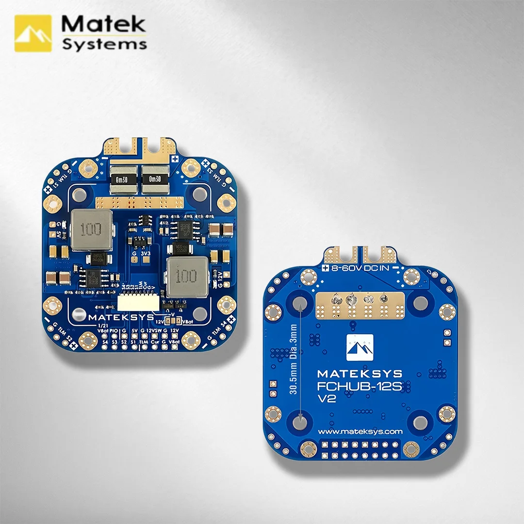 

MATEKSYS PDB FCHUB-12S V2 с выходом 5В/12В, датчиком тока 440А, 3-12S, 30.5мм для мультироторных X-класса, Cinelifter, RC FPV дронов