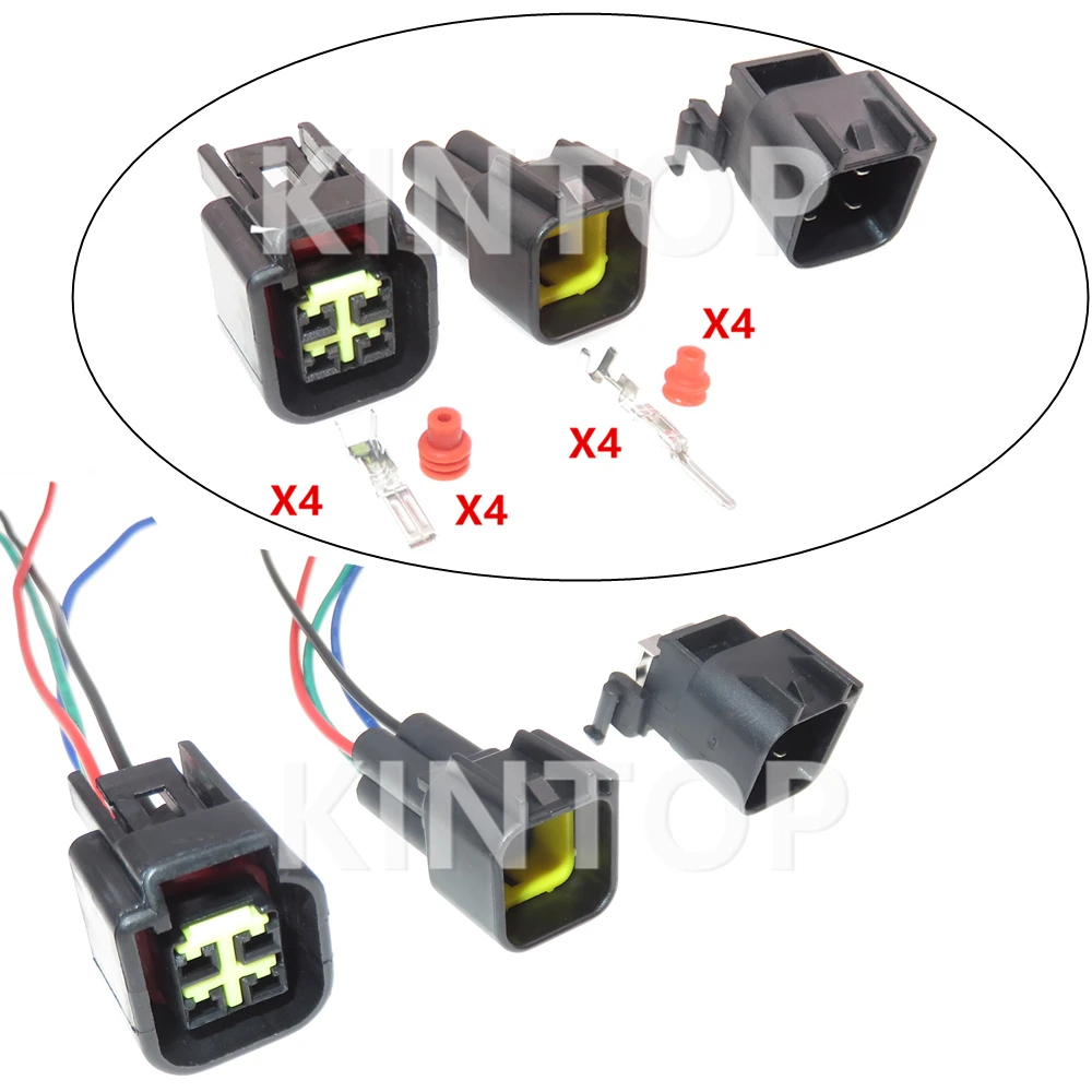 

1 Set 4 Pins Car Wire PCB Connector FWY-C-4F-B 12444-5504-2 Auto Male Female Docking Waterproof Socket Starter With Wires