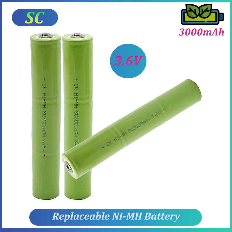 

3.6V SC 3000mah Battery Pack Replaceable NI-MH Battery Pack High Capacity and High Power for Strong Flashlight Charging Camping