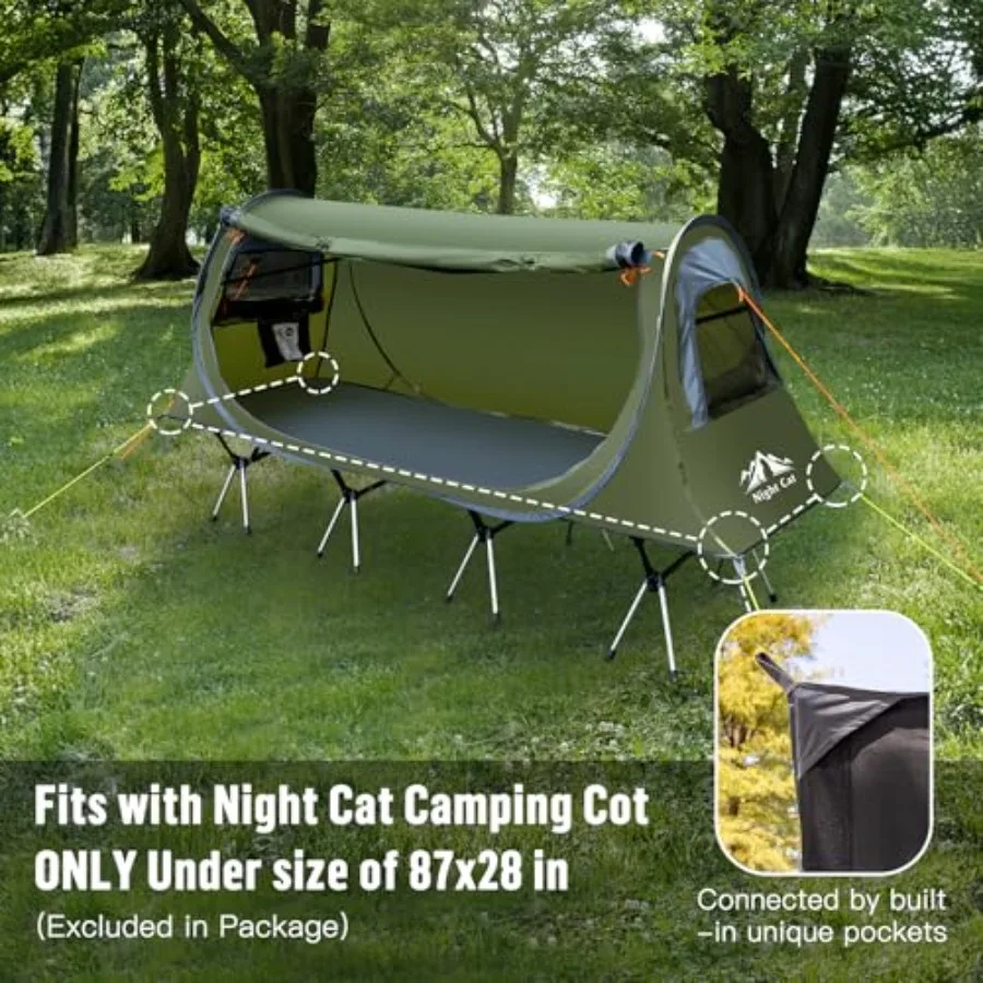 خيمة تخييم منبثقة: خيمة لشخص واحد مقاومة للماء وسهلة الإعداد تناسب سرير التخييم مستبعدة #3