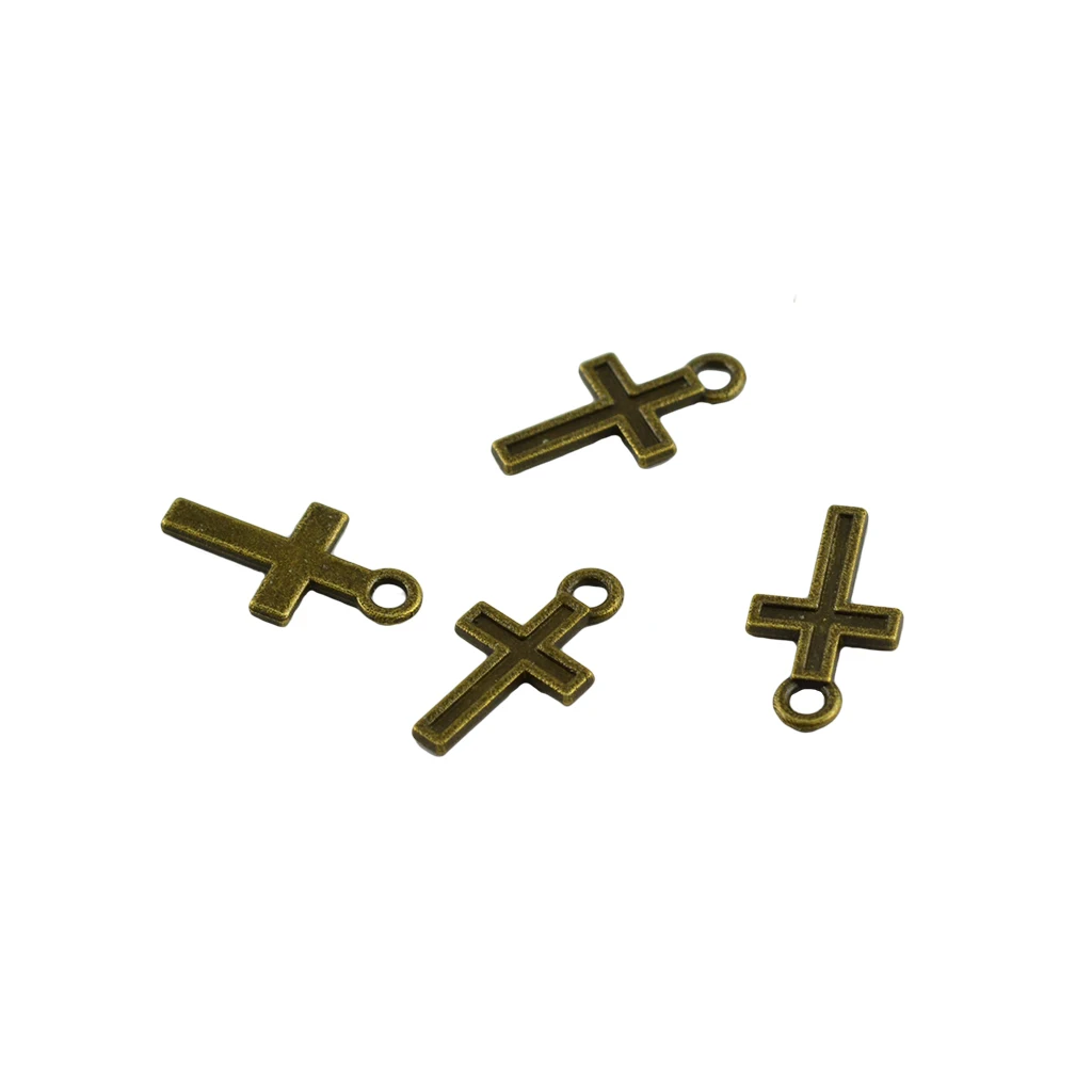 200 pcs antique bronze tiny Small Blank cross Bezel Tray Base Cabochon Pendant DIY necklace pendant GLUE Nail project