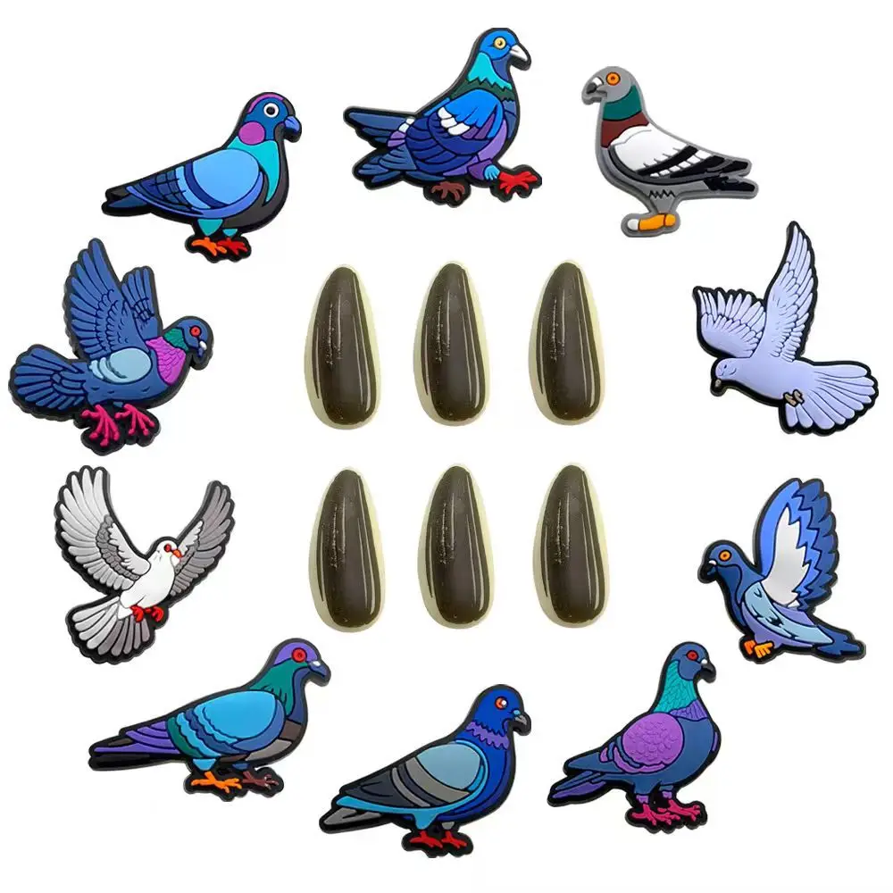 16pcs Pigeon Animal Series Shoe Charms For Slides Sandals,PVC Shoe Decorations Accessories For Christmas Birthday Gift
