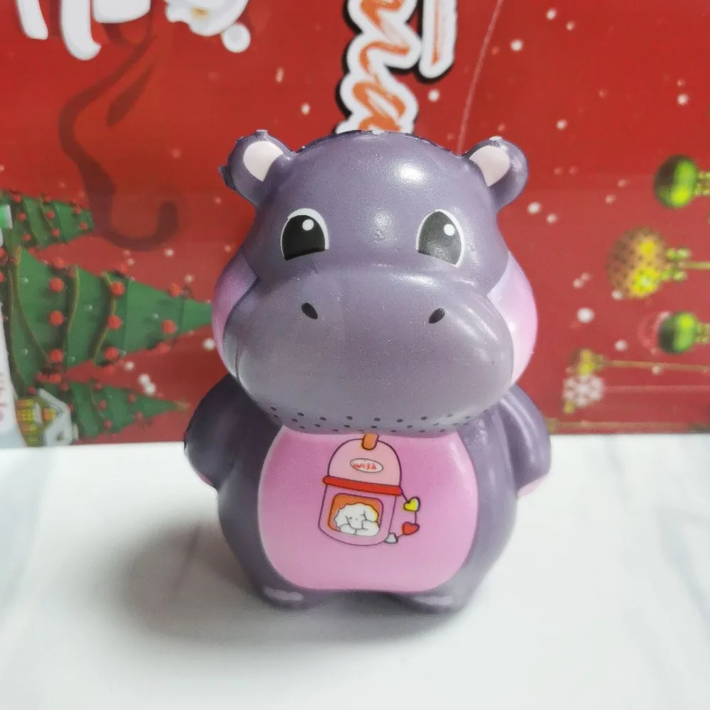 Cute Cartoon PU Hippo Squeeze Toys Ornaments Hippopotamus Decompression Toys Stress Relief Rebund Christmas Gifts Kids Adults