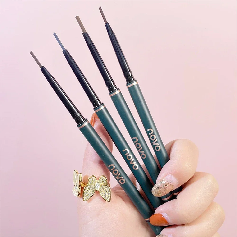 Novo Color Double Eyebrow Pencil with Brush Waterproof Lasting Extremely Slim Sketch Eye Brow Tattoo Pen Eye Makeup Cosmetic