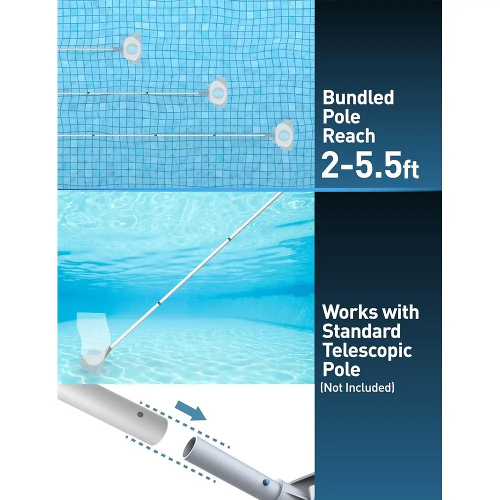 中型充電式プール掃除機、75分間稼働、特大の葉やゴミフィルター、地上設置型プールにも最適