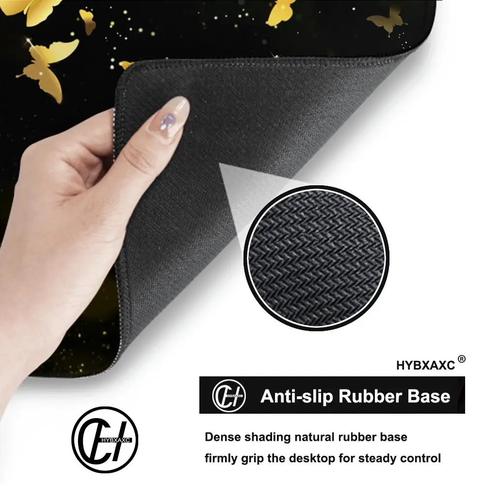 Golden Butterfly Mouse Pad Gamer XL Home Computer Mousepad XXL Desk Mats Office Non-Slip Soft Laptop Mice Pad Desktop Mouse Pad
