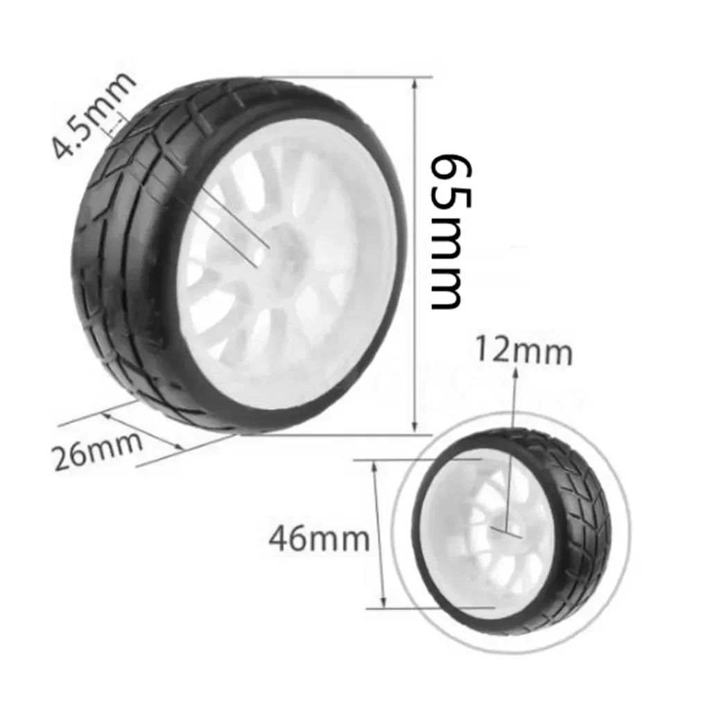 Pneus de voiture RC sur route et roue hexagonale 12mm, pour HSP Gardens I, Trxs TRtage TRX-4 accessoires Tamiya, 65x26mm, 4 pièces