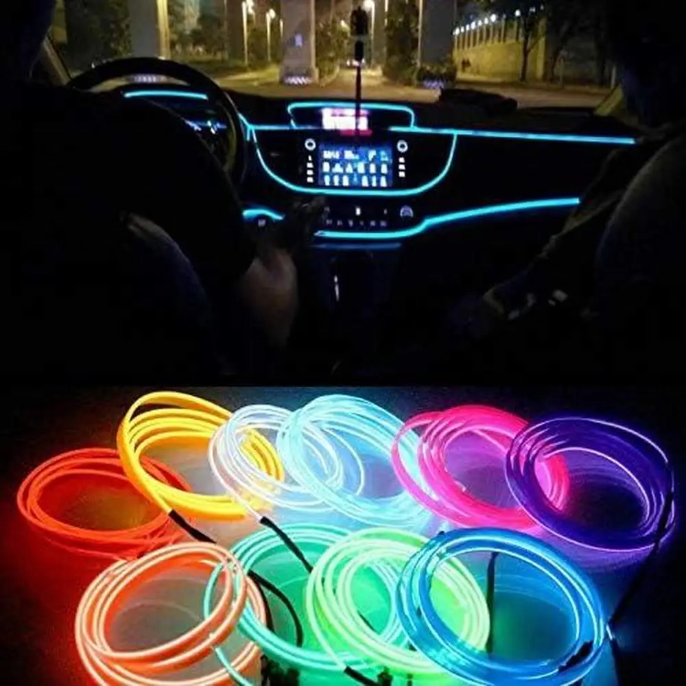 1 x Electroluminescent Wire(Blue，Ice Blue Light)  fit for use in car interiors, including dashboards and door panels