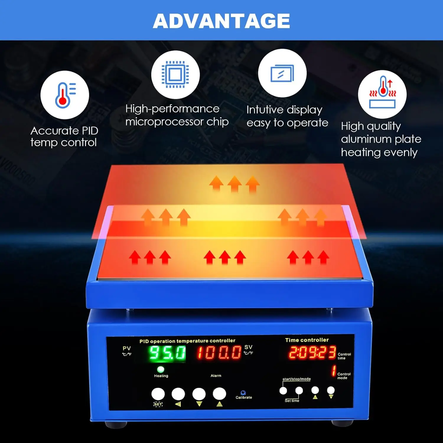 V 800w placa quente de solda led microcomputador pré-aquecimento elétrico estação de solda soldador retrabalho aquecedor laboratório 200x200mm placa quente