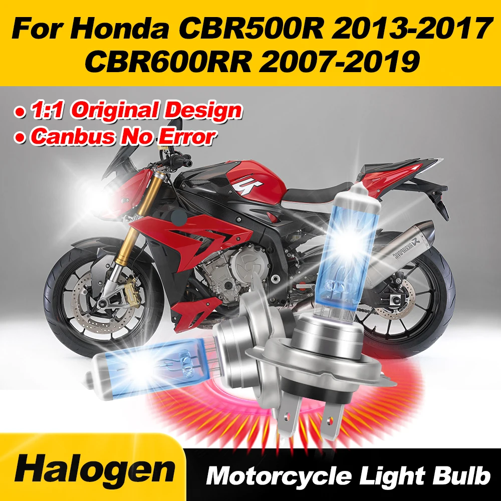 

2PCS Halogen Headlight Bulbs 6000K Super White Motorcycle Halogen Lamps 12V For Honda CBR500R 2013-2017 CBR600RR 2007-2018 2019