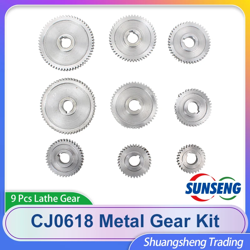 

9pcs 0618 Mini Lathe Metal Metric Exchange Gears Lathe Gears Metal Cutting Machine Gears CJ0618-341B Lathe Gears