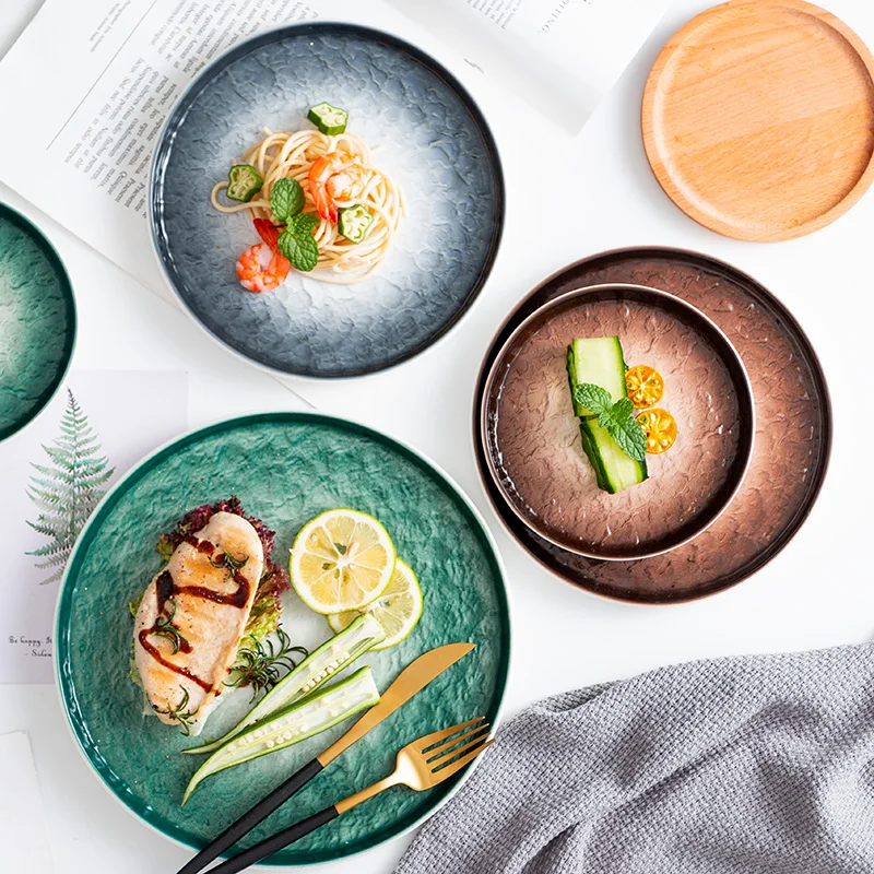 

Western Food, Ceramics, Round Plates, Household Steak Plates, Cutlery Plates, Plates посуда для кухни фарфор